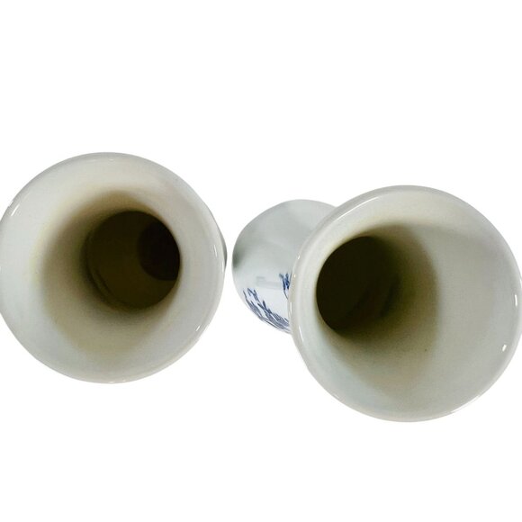 Norleans Japan 2Handpainted Gilded Blue  White Floral Porcelain Vases READ - Picture 6 of 8